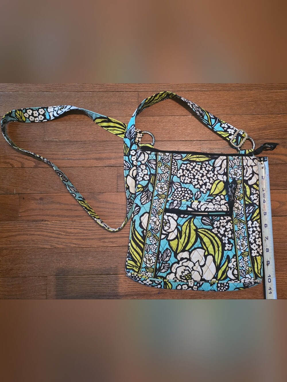 Vera Bradley Quilted Floral Crossbody Bag - Blue & Lime